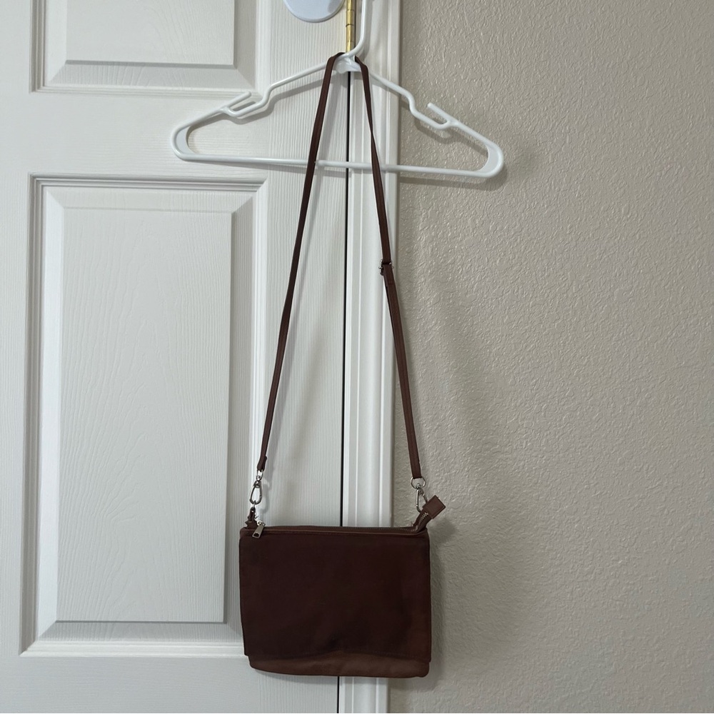 H&M Brown Suede and Leather Crossbody Bag